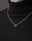 Gold Crane Pendant with Gold Box Chain - Model