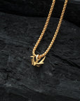 Gold Crane Pendant with Gold Box Chain