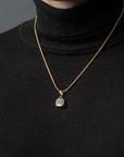 Gold Daruma Pendant with Gold Box Chain - Model
