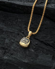 Gold Daruma Pendant with Gold Box Chain