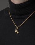 Gold Lucky Hammer Pendant with Gold Box Chain - Model