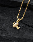 Gold Lucky Hammer Pendant with Gold Box Chain