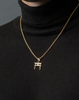 Gold Torii Gate Pendant with Gold Box Chain - Model