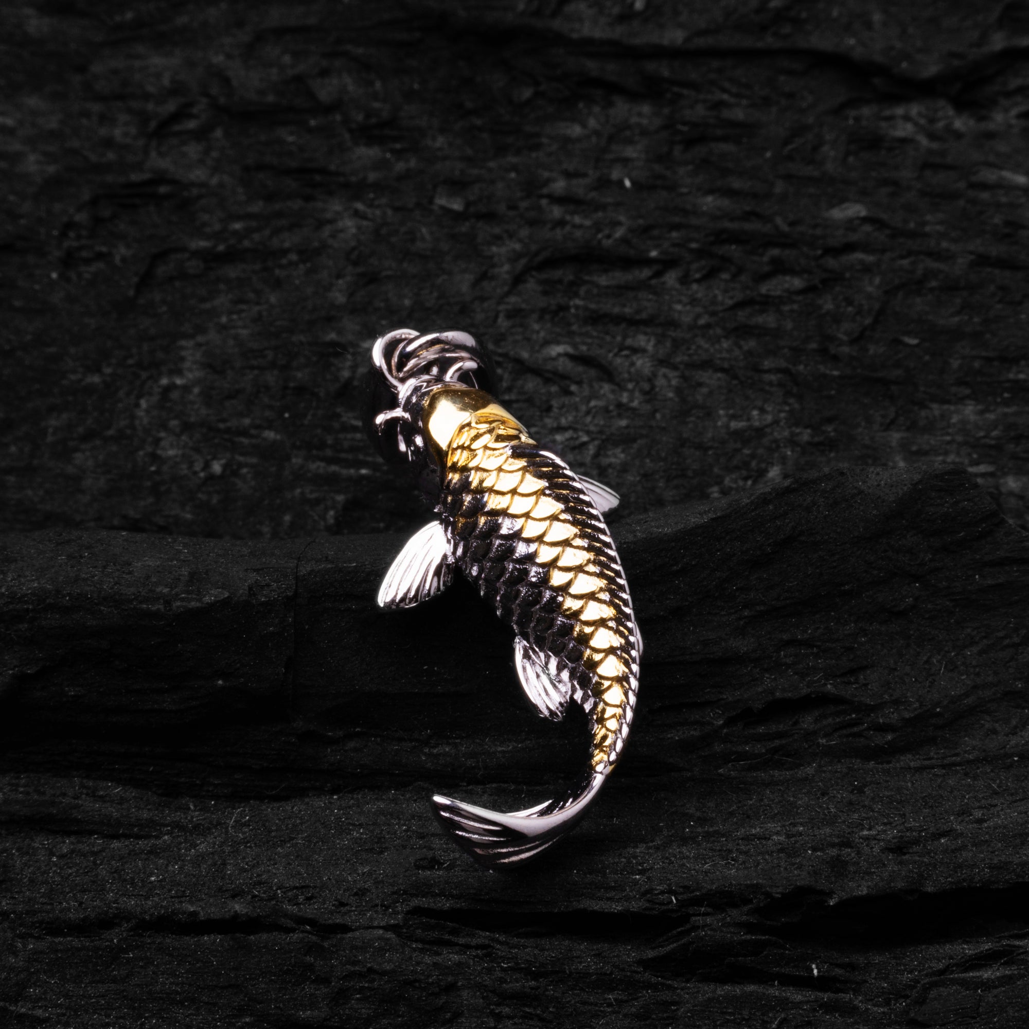 Gold and Silver Koi Fish Necklace - Side
