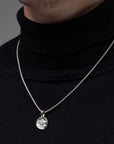Silver Tachibana Kamon Pendant with Silver Box Chain - Model