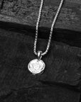 Silver Tachibana Kamon Pendant with Silver Box Chain