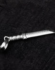 Silver Tanto Short Sword Pendant - Back