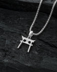 Silver Torii Gate Pendant with Silver Box Chain