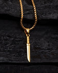 Gold Tanto Short Sword Pendant with Gold Box Chain