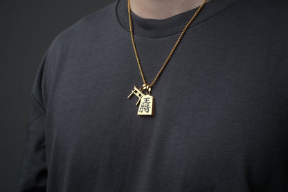 Gold Torii Amulet with Chain Necklace