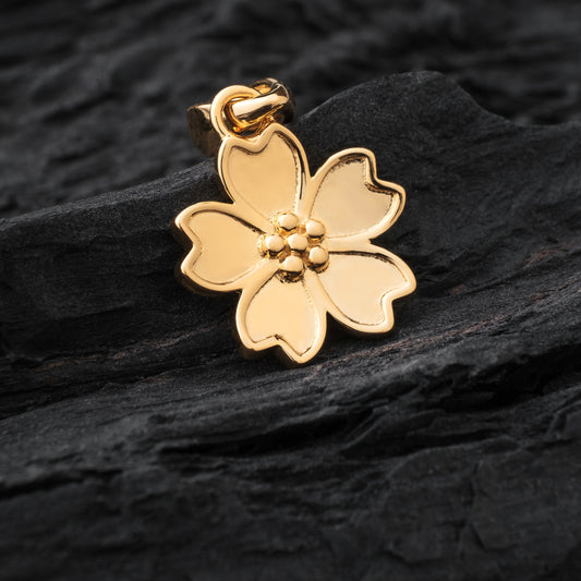 Gold Cherry Blossom Pendant - Front