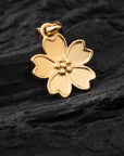 Gold Cherry Blossom Pendant - Front