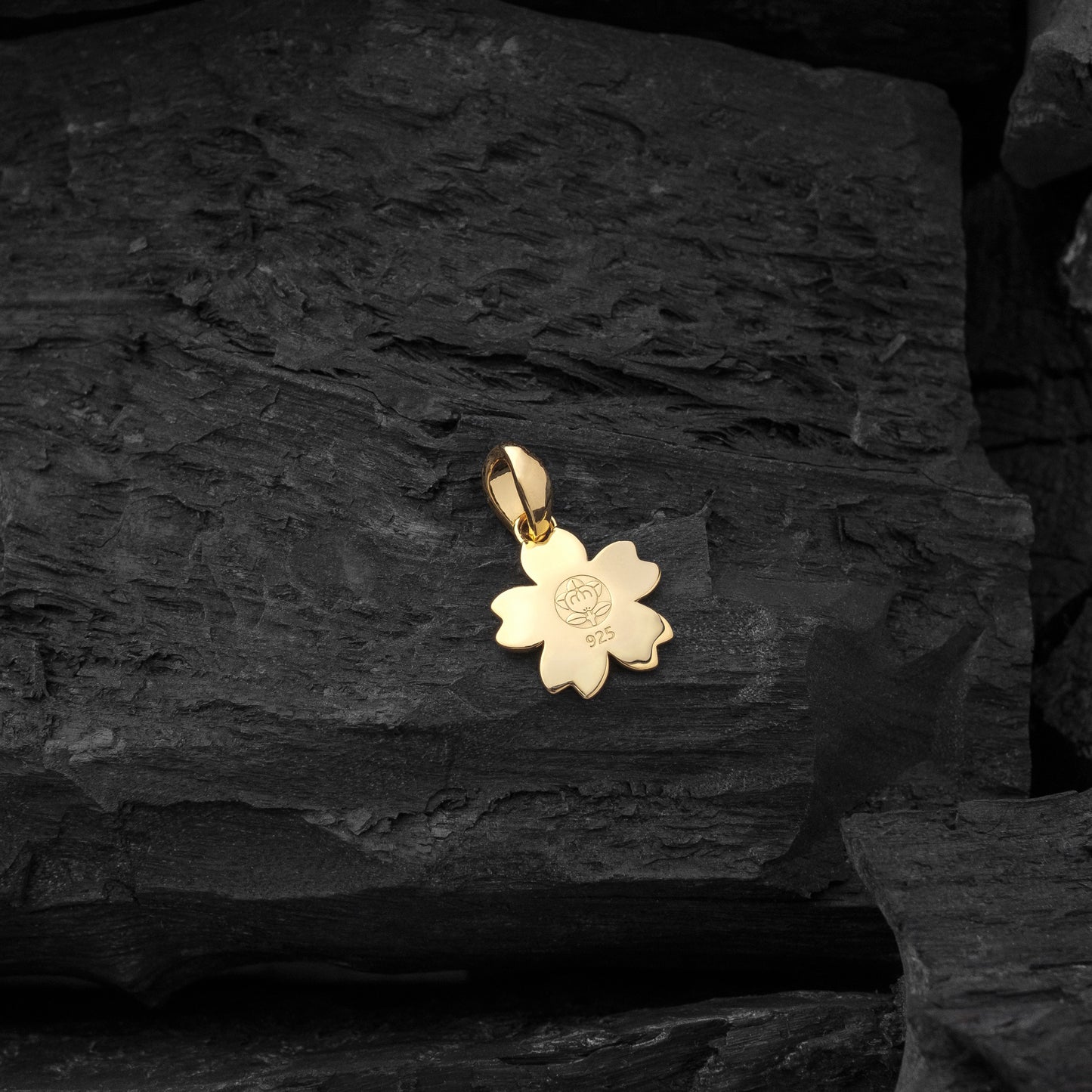 Gold Cherry Blossom Pendant - Back