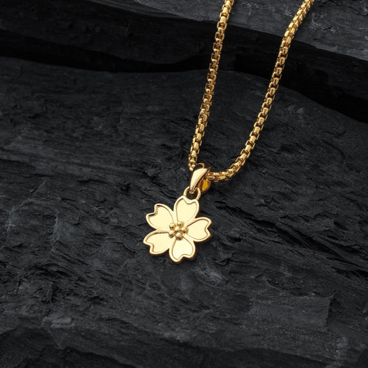 Gold Cherry Blossom Necklace - Front