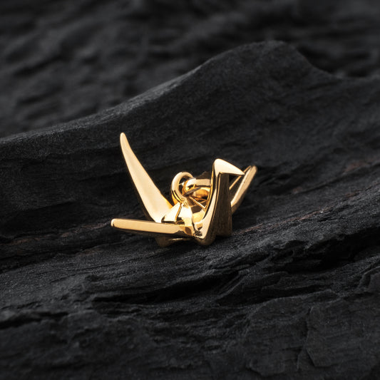 Gold Origami Crane Amulet