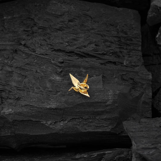 Gold Origami Crane Amulet