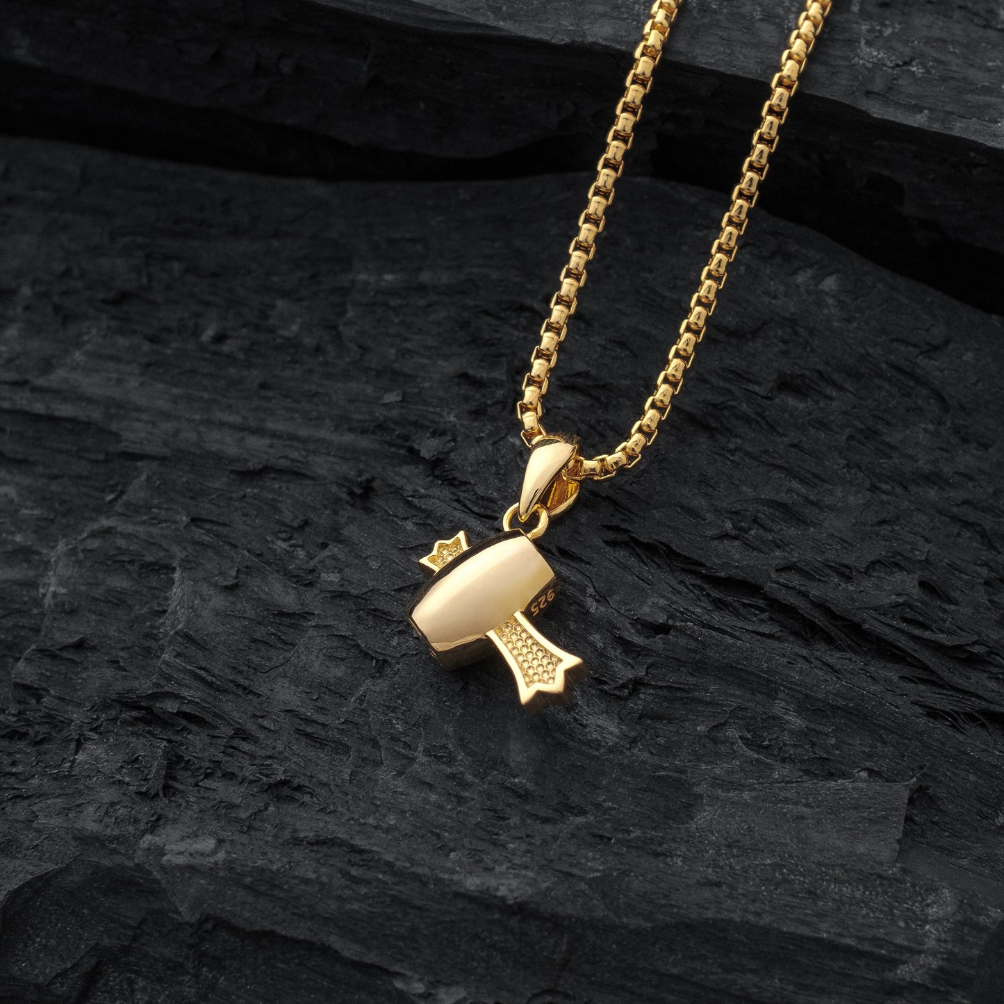 Gold Lucky Hammer Amulet with Chain Necklace