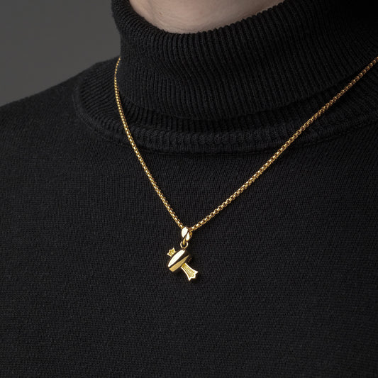 Gold Lucky Hammer Amulet with Chain Necklace