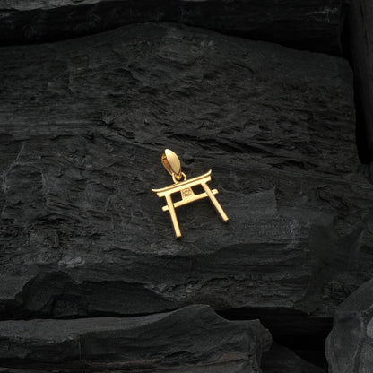 Gold Torii Gate Pendant - Above