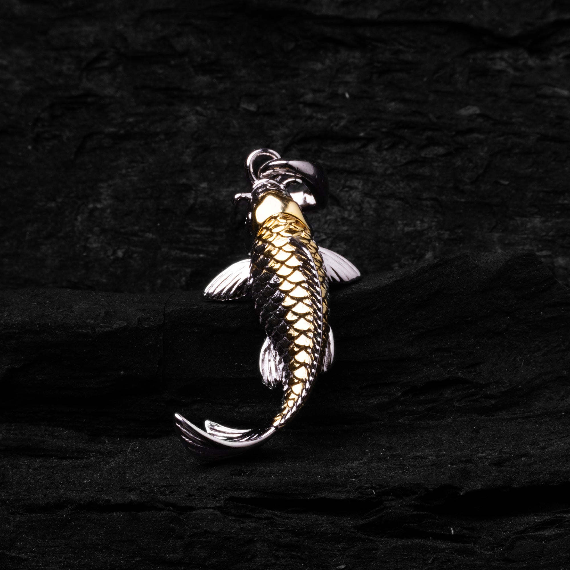 Gold and Silver Koi Fish Pendant - Front