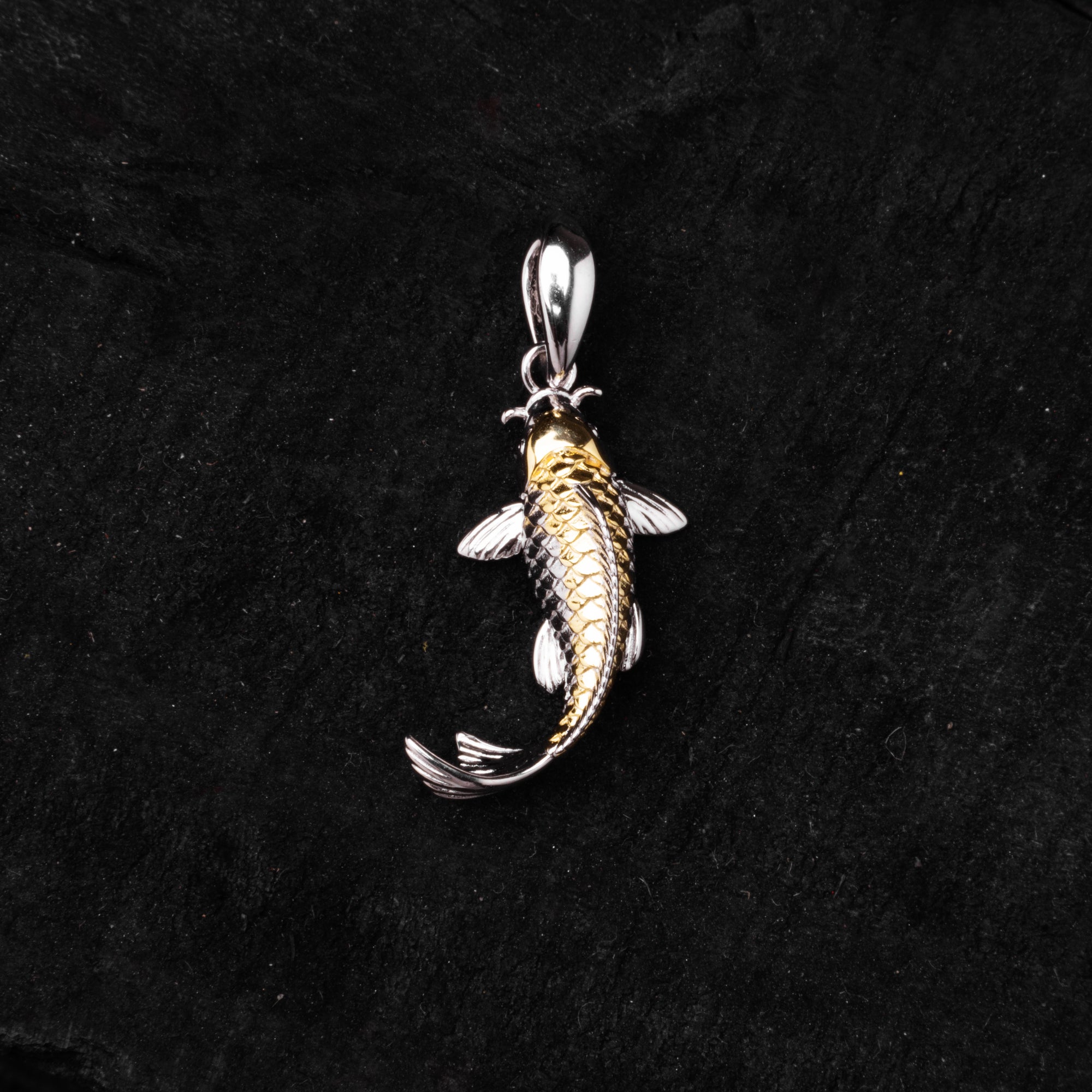 Gold and Silver Koi Fish Pendant - Above