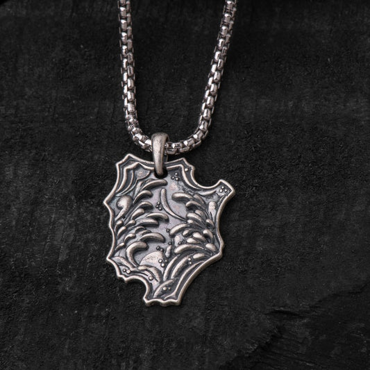 Silver Mushin Amulet with Chain Necklace