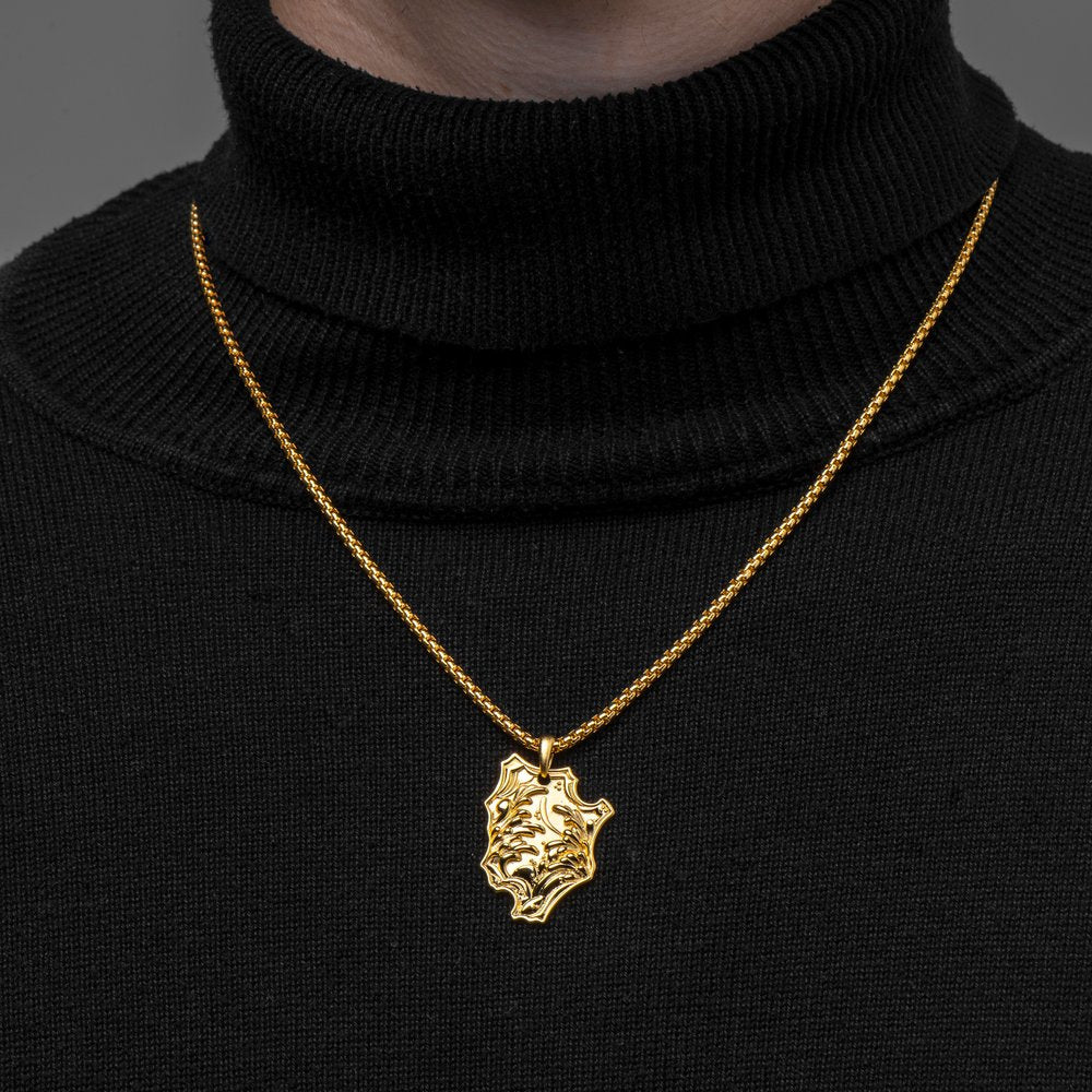 Gold Mushin Pendant with Gold Box Chain - Model