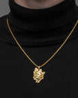 Gold Mushin Pendant with Gold Box Chain - Model