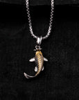 Gold and Silver Koi Fish Amulet with Chain Necklace