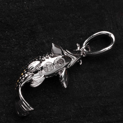 Gold and Silver Koi Fish Amulet with Chain Necklace