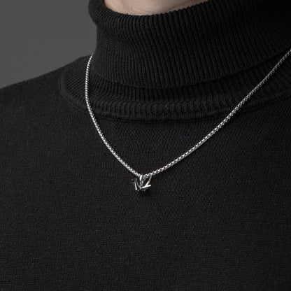 Silver Crane Pendant with Silver Box Chain - Model