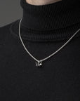 Silver Crane Pendant with Silver Box Chain - Model