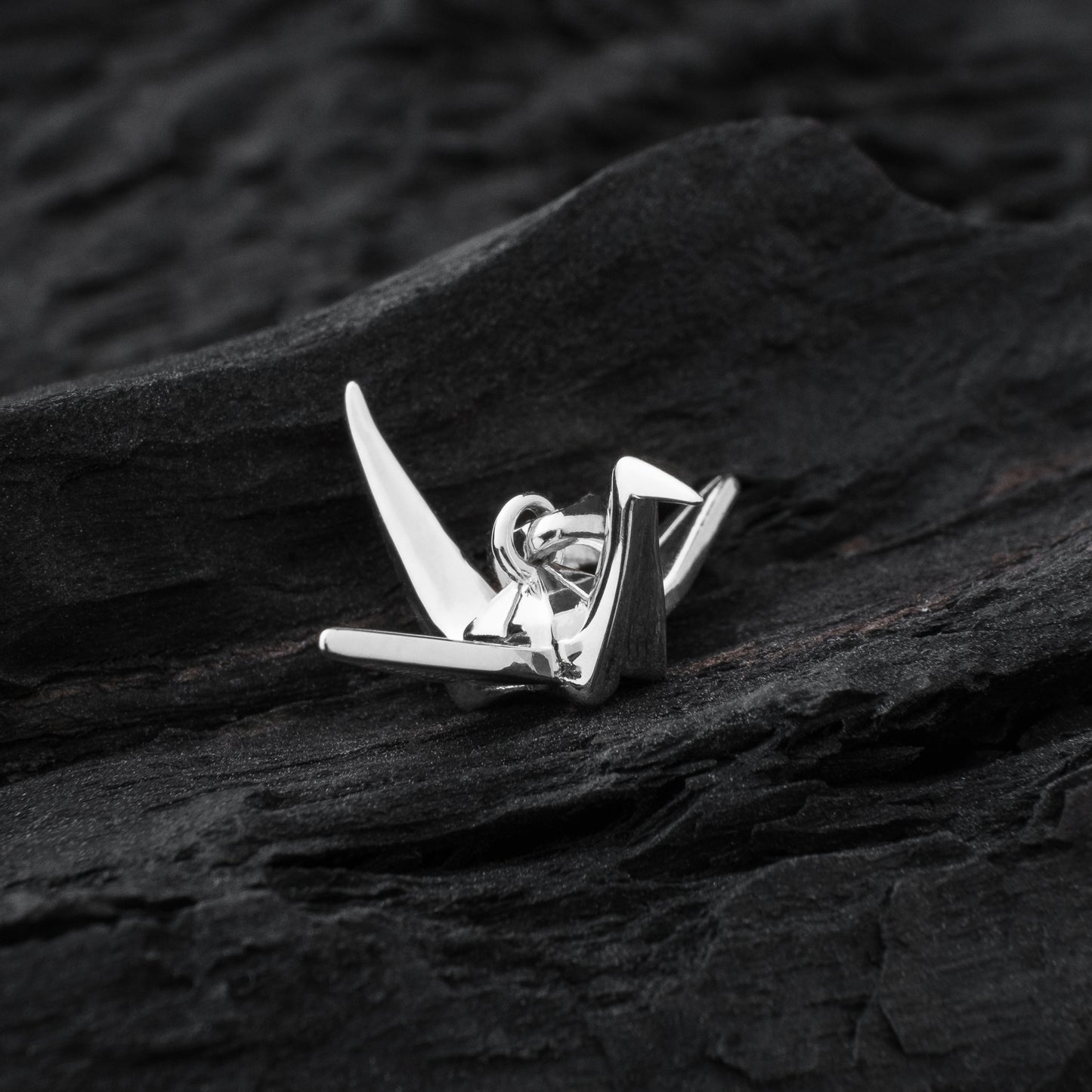 Silver Origami Crane Amulet