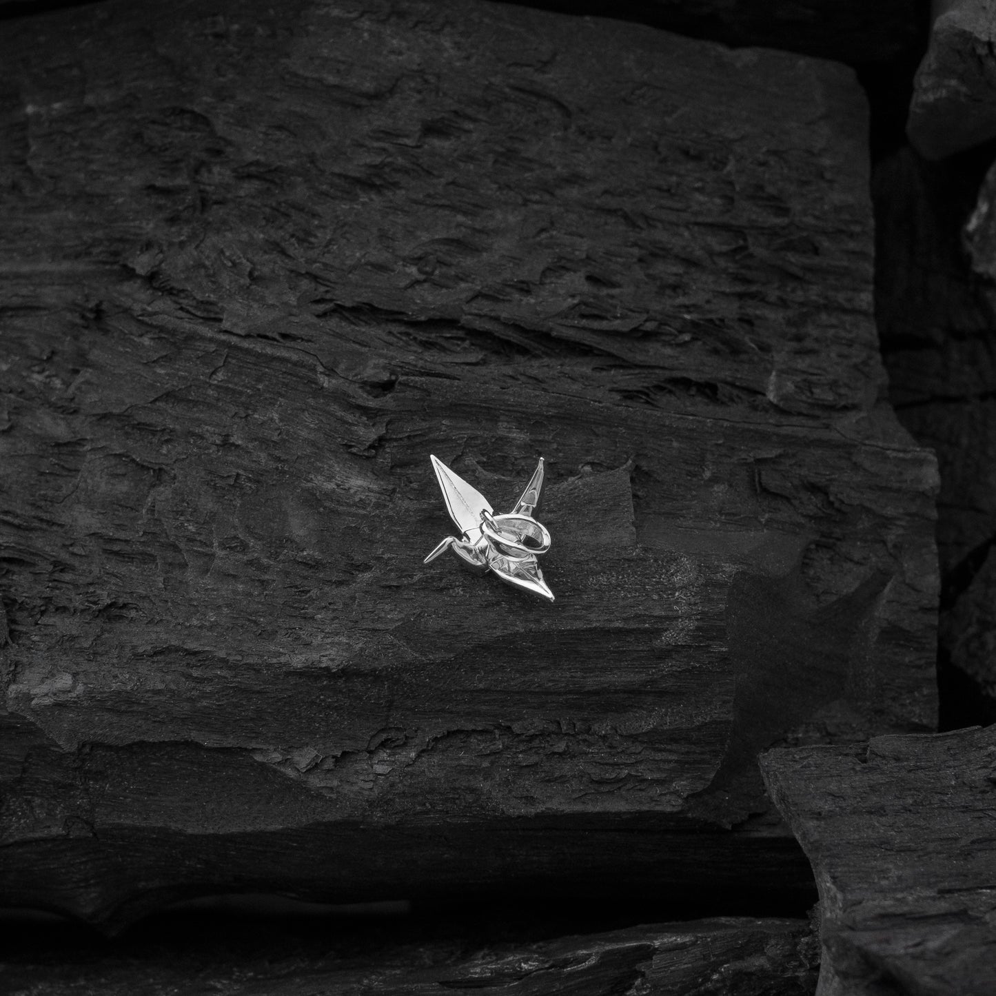 Silver Crane Pendant - Above