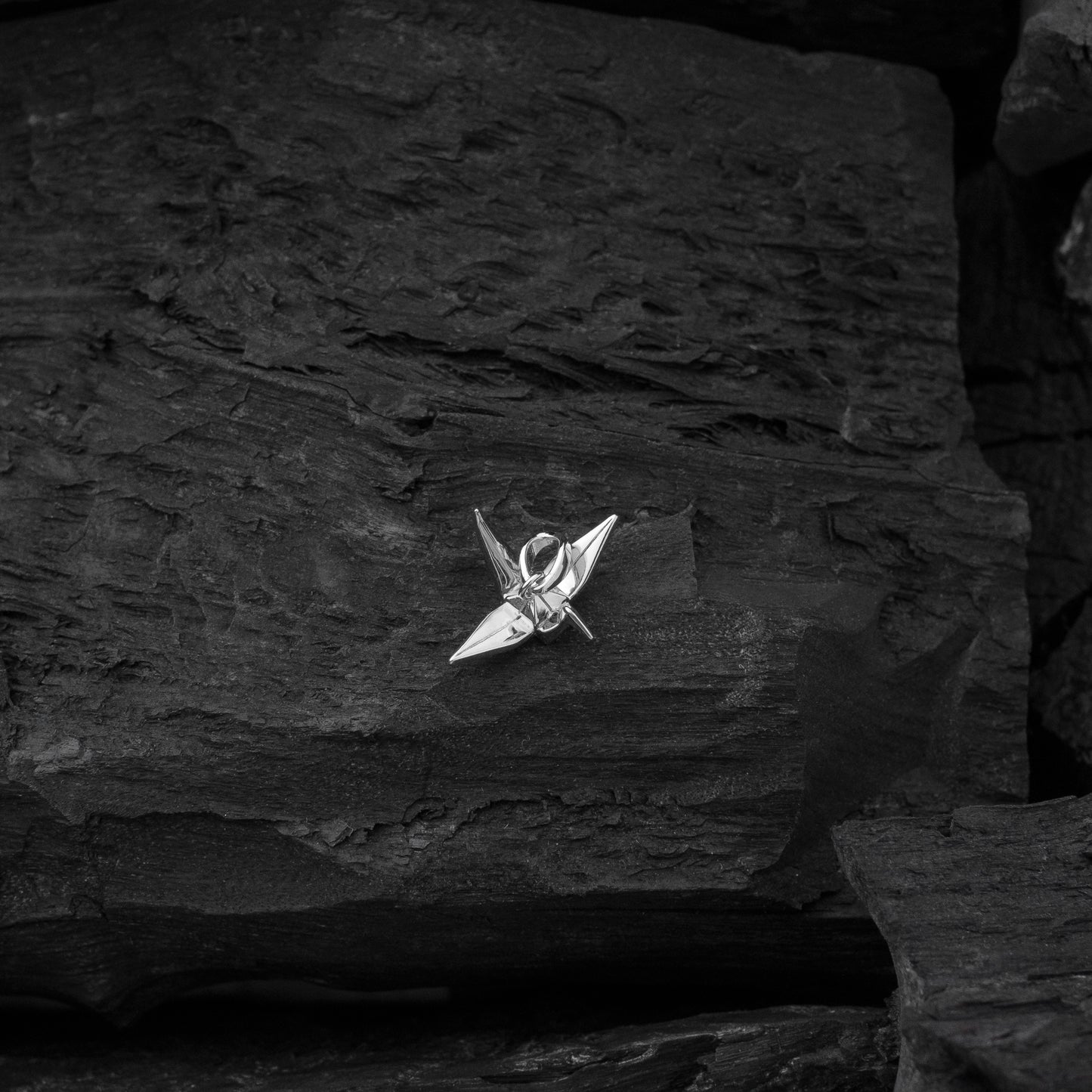 Silver Origami Crane Amulet