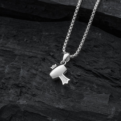 Silver Lucky Hammer Pendant with Silver Box Chain