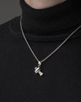 Silver Lucky Hammer Pendant with Silver Box Chain - Model