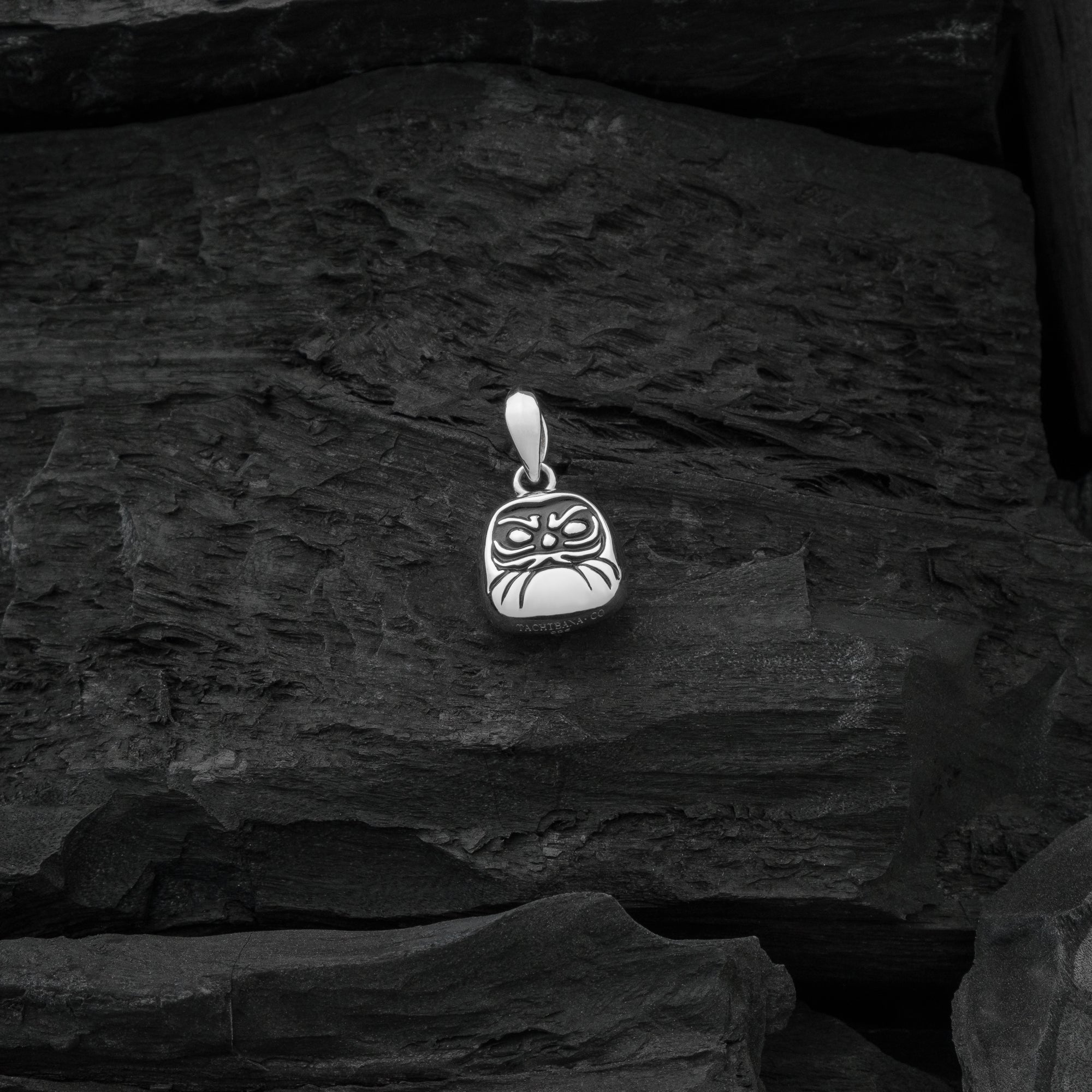 Silver Daruma Pendant - Above