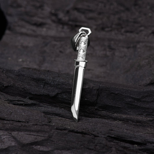 Silver Tanto Short Sword Pendant - Front