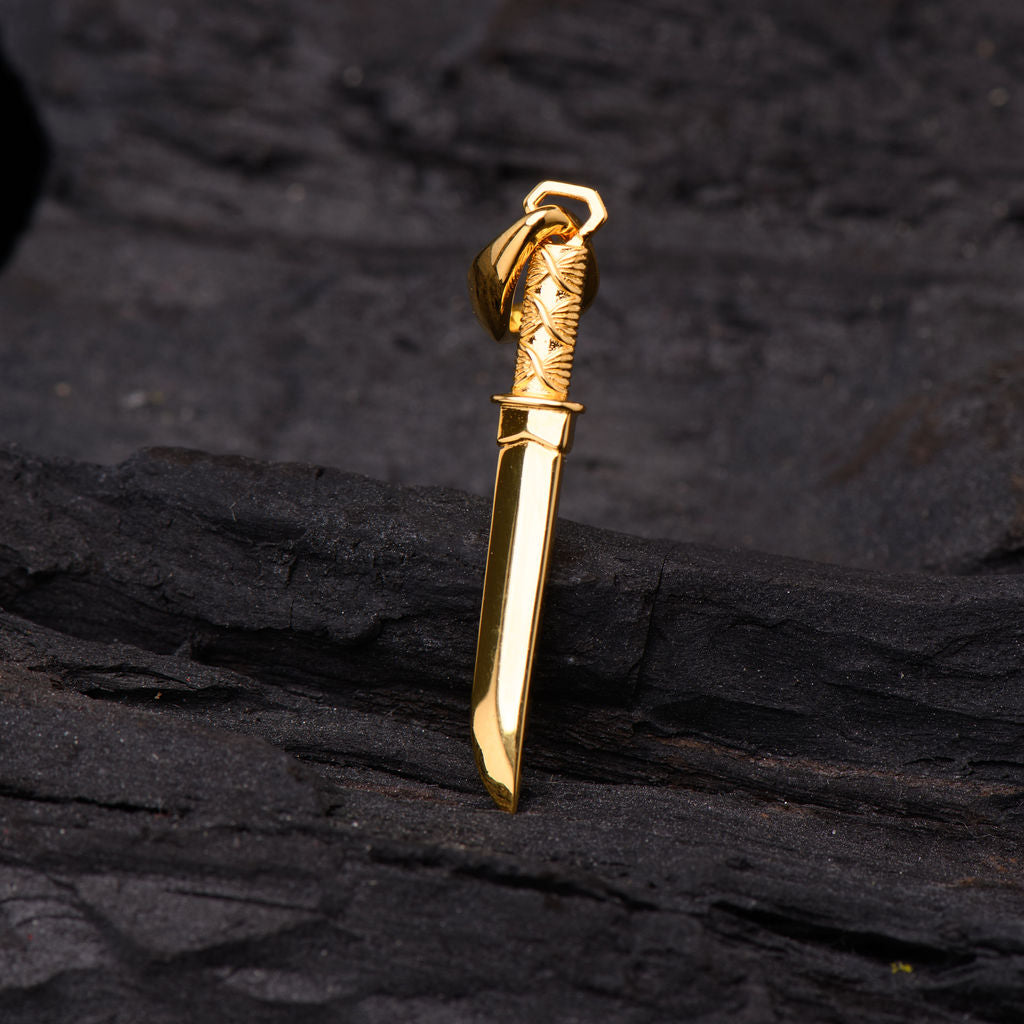 Gold Tanto Short Sword Pendant - Front