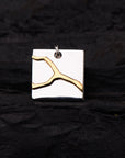 Silver and Gold Kintsugi Amulet with Chain Necklace