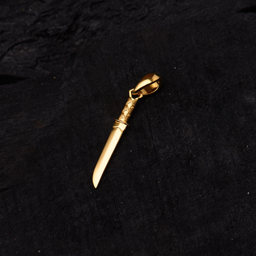 Gold Tanto Short Sword Pendant - Above