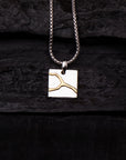 Silver and Gold Kintsugi Amulet with Chain Necklace