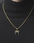 Gold Torii Gate Pendant with Gold Box Chain - Video