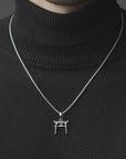 Silver Torii Gate Pendant with Silver Box Chain - Video