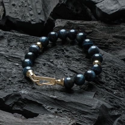 Deluxe Gold Blue Tiger's Eye Bracelet - Front