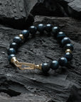 Deluxe Gold Blue Tiger's Eye Bracelet - Front