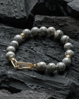 Deluxe Gold Grey Jasper Bracelet - Front