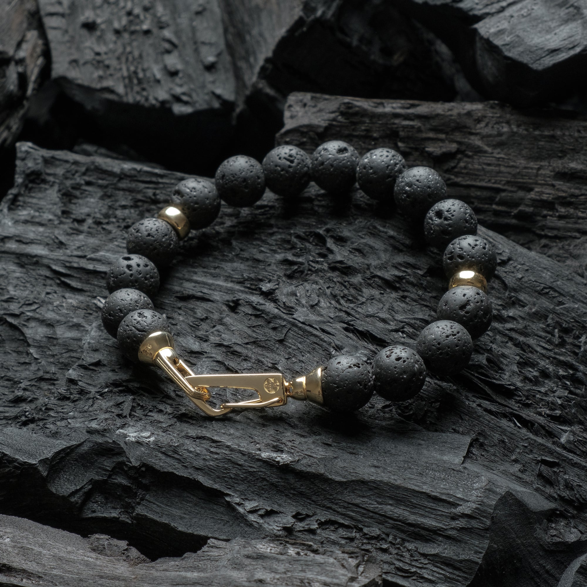 Deluxe Gold Lava Rock Bracelet - Front