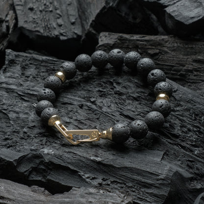 Deluxe Gold Lava Rock Bracelet - Front